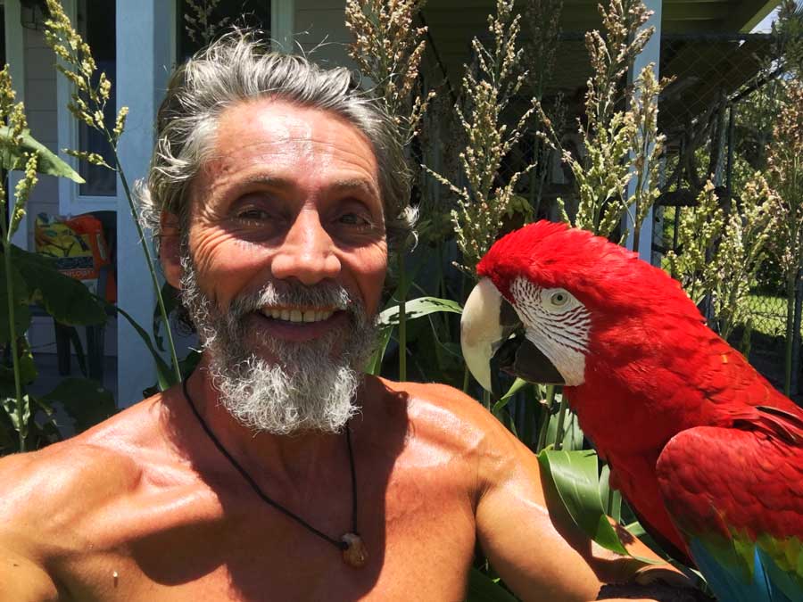 Robert Cassar With His Macaw "Hodie"