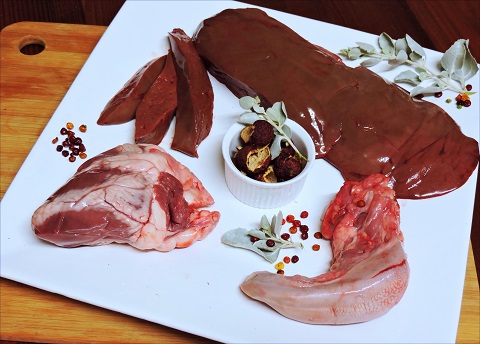 Beef Heart, Liver and Kidney on platter